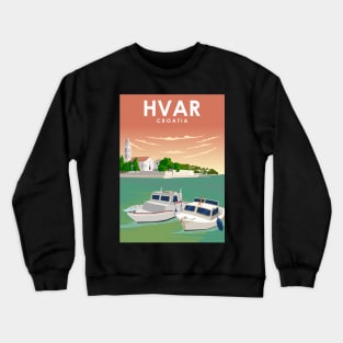 Hvar Croatia Minimal Retro City Travel Poster Crewneck Sweatshirt